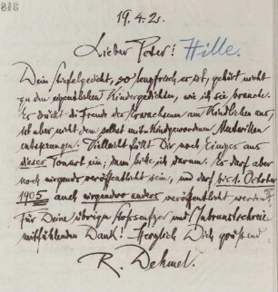 Brief an Peter Hille