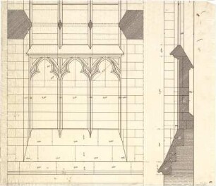 Schmidt, Heinrich von; Kaiserslautern; Marienkirche - Fenster (Aufriss m. Schnitt, Schnitt)