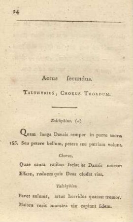Actus secundus. Talthybius, Chorus Troadum = Zweiter Akt. Talthybius, Chor der Trojanerinnen