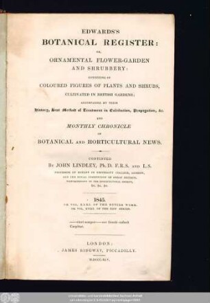 N.S. 18 = 31.1845: Edwards's botanical register, or ornamental flower garden and shrubbery