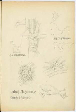 St. Michaelskapelle, Kiedrich: Details Außenkanzel (aus: Skizzen- und Fotoalbum 2)