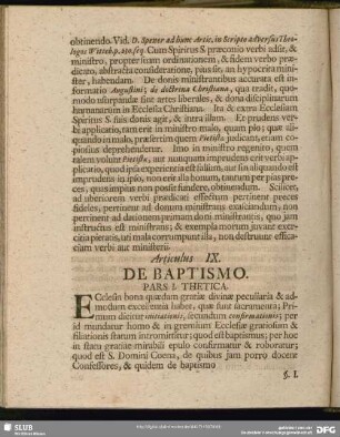 Articulus IX. De Baptismo