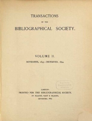 Transactions of the Bibliographical Society. 2. 1893/94 (1895)