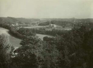 Zschopautal. Eichberg. Blick vom Nordende des Diedenhainer Viadukts auf eine Holzwarenfabrik bei Waldheim