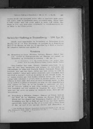 Sächsischer Städtetag zu Braunschweig. - 1494 Apr. 19.