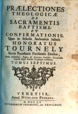 Praelectiones Theologicae De Sacramentis Baptismi, Et Confirmationis