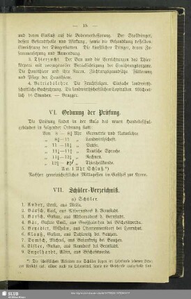 VII. Schüler-Verzeichniß