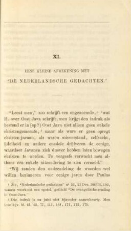 XI. Eene kleine afrekening met "De Nederlandsche gedachten"
