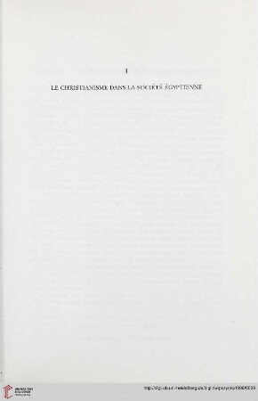 I. Le christianisme dans la société égyptienne