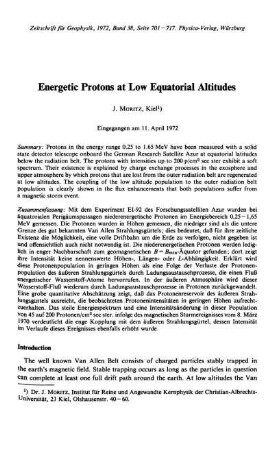 Energetic protons at low equatorial altitudes