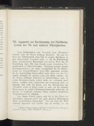 VII. Apparate zur Bestimmung der Zähflüssigkeiten der Öle und anderer Flüssigkeiten.