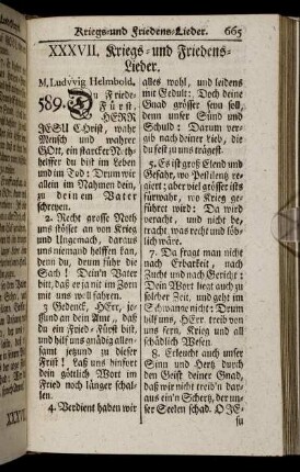 XXXVII. Kriegs- und Friedens-Lieder – XXXIX. Lob- und Danck-Lieder