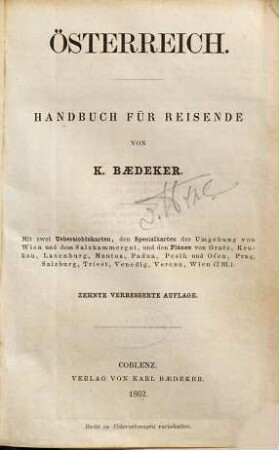 Oesterreich : Handbuch für Reisende