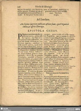 Ad Eundem. An sapiens querelam publicam aestimet suam, quod negaverat amicus, & asserit Clemanges. Epistola CXXXIV.