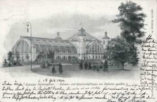 Leipziger Palmengarten: Palmen- und Gesellschaftshaus von Südosten gesehen