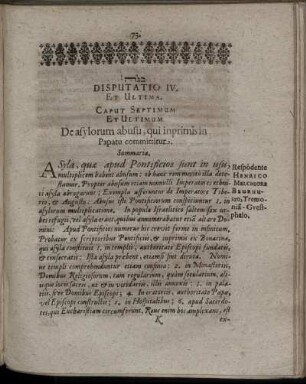 Disputatio IV. Et Ultima.