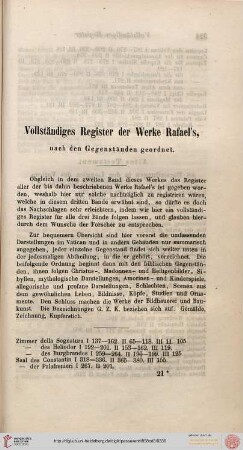 Vollständiges Register der Werke Rafael's