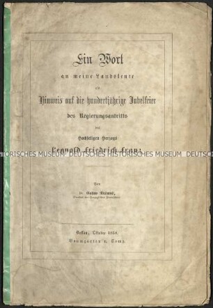 Festrede zum 100. Jahrestag der Thronbesteigung Fürst Leopold III. von Anhalt-Dessau 1758