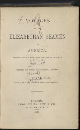 Voyages of the Elizabethan seamen to America : 13 orig. narratives from the collection of Hakluyt