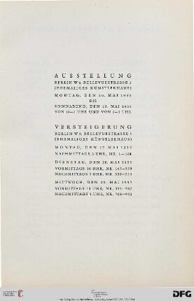 Austellung/Versteigerung