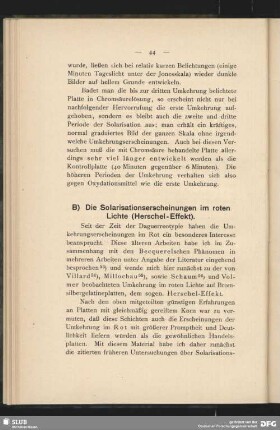 B) Die Solarisationserscheinungen im roten Lichte (Herschel-Effekt)