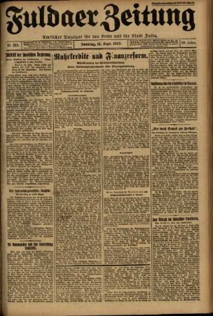 Erste Ausgabe vom Sonntag, den 16. September 1923.