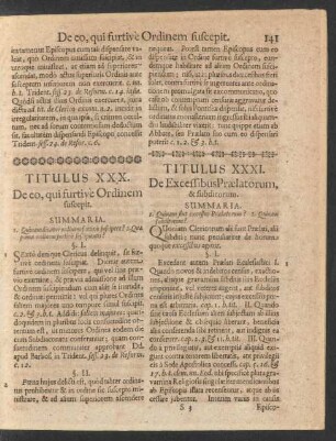 Titulus XXXI. De Excessibus Praelatorum, & subditorum