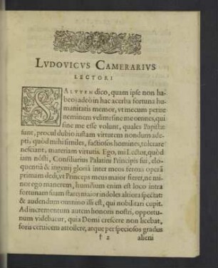 Ludovicus Camerarius Lectori