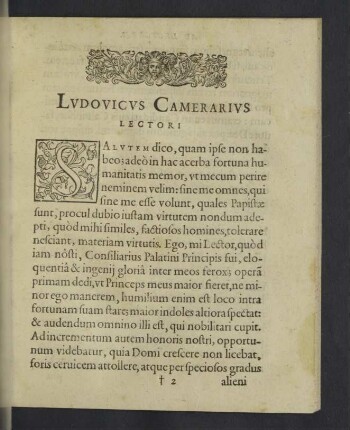 Ludovicus Camerarius Lectori