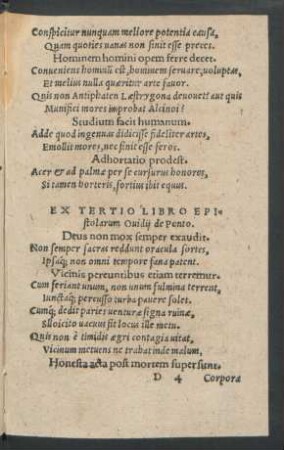 Ex Tertio Libro Epistolarum Ovidii de Ponto.