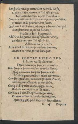 Ex Tertio Libro Epistolarum Ovidii de Ponto.