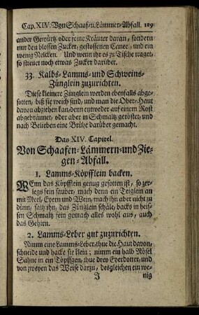 Das XIV. Capitel. Von Schaafen-Lämmern- und Ziegen-Abfall.
