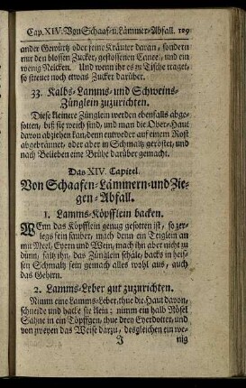 Das XIV. Capitel. Von Schaafen-Lämmern- und Ziegen-Abfall.