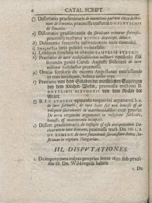 III. Dispvtationes.