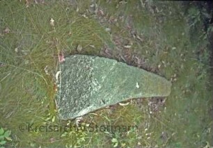 Gut Wulksfelde: im Wald: umgestürzter Grenzstein zu Gut Rade