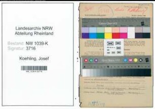 Entnazifizierung Josef Koehling , geb. 03.04.1904 (Musiklehrer)