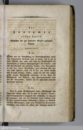 Theil 1. Geschichte der zur animalen Sphäre gehörigen Organe