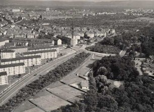 Luftbildaufnahmen von Karlsruhe. Weststadt - Kreuzung Ebert-/Kriegsstraße