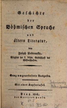 Geschichte der Böhmischen Sprache