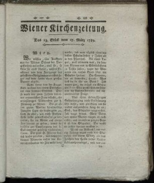 Das 13. Stück vom 27. März 1789.