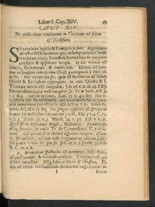 Caput XIV. De applicatione revelationis in Vocatione ad fidem & Ecclesiam.