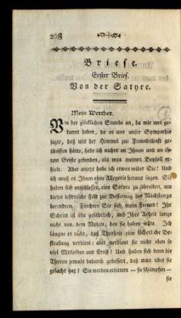 Briefe. Erster Brief. Von der Satyre