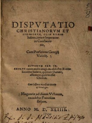 Disputatio Christianorum et Iudaeorum, olim Romae habita, coram Imperatore Constantino