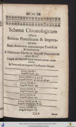 Schema Chronologicum.