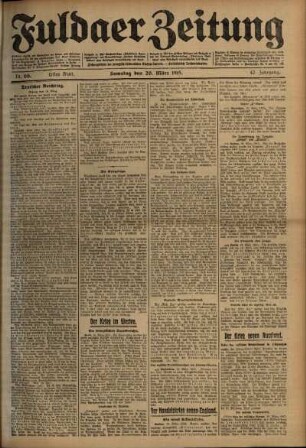 Erste Ausgabe vom Samstag, den 20. März 1915.