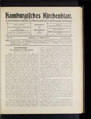 Nr. 32. Hamburg, 10. August 1913. 10. Jahrgang.