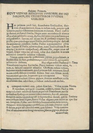 Axioma Primum. Sicut Viduas Reiicimus Iuniores, Sic Monachos, Sic Presbyteros Iuvenes Coelibes