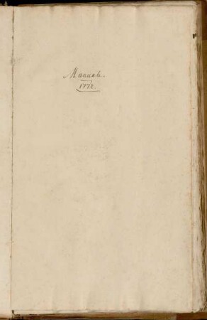Manuale. 1772., Göttingen, 1772 : Manual 1772