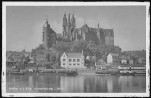Meißen. Albrechtsburg und Dom, Elbe m. Schlepper Rhein