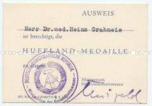 Ausweis zur Hufeland-Medaille - Personenkonvolut